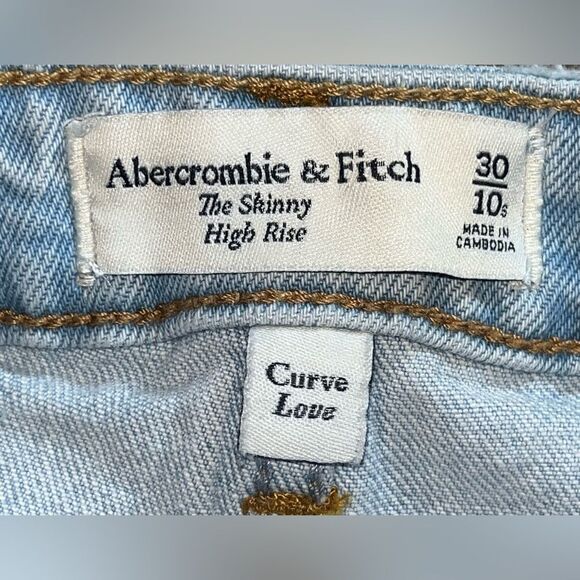 Abercrombie & Fitch Jeans The Skinny HIgh Rise Curve Love Size 30/10S short - Picture 3 of 4
